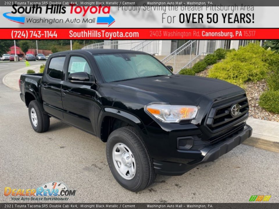 2021 Toyota Tacoma SR5 Double Cab 4x4 Midnight Black Metallic / Cement Photo #1