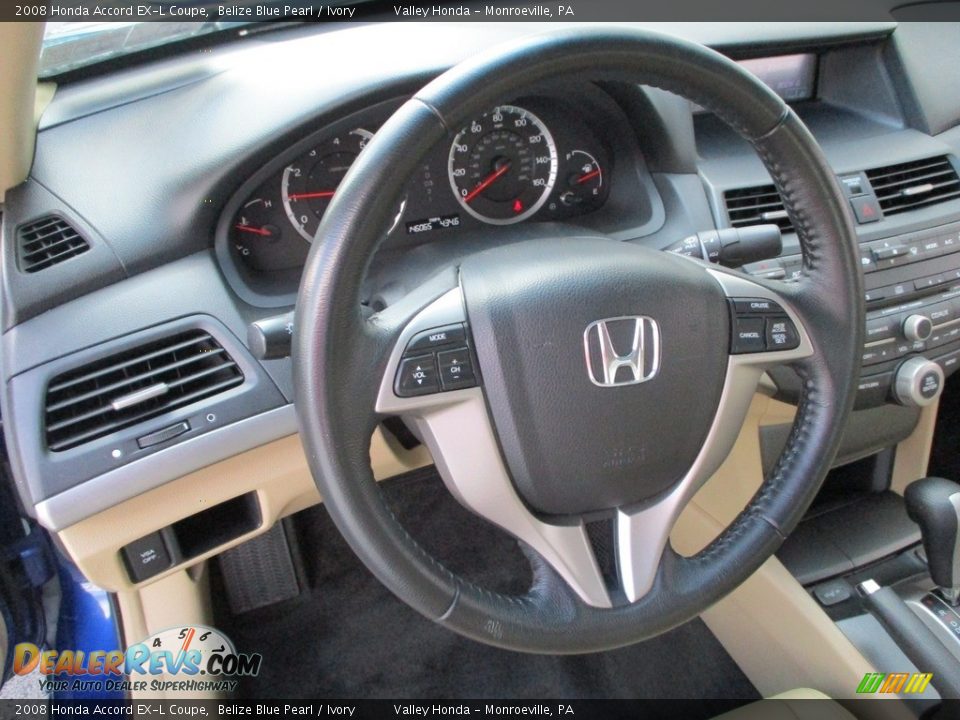 2008 Honda Accord EX-L Coupe Belize Blue Pearl / Ivory Photo #14