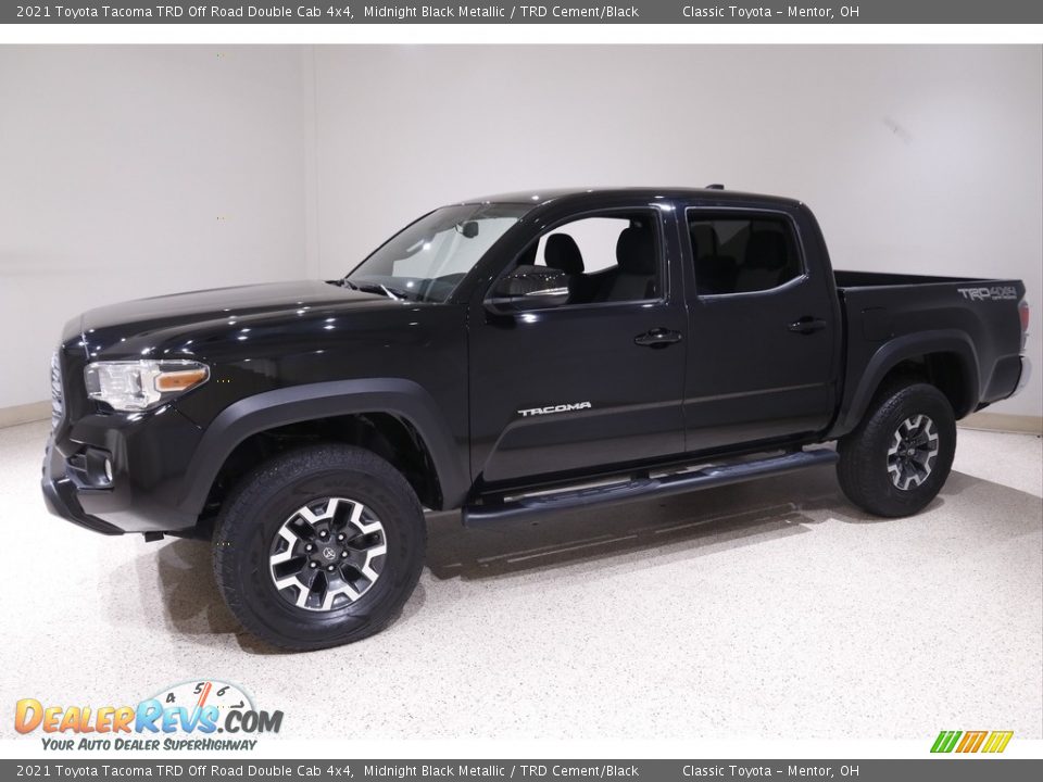 2021 Toyota Tacoma TRD Off Road Double Cab 4x4 Midnight Black Metallic / TRD Cement/Black Photo #3