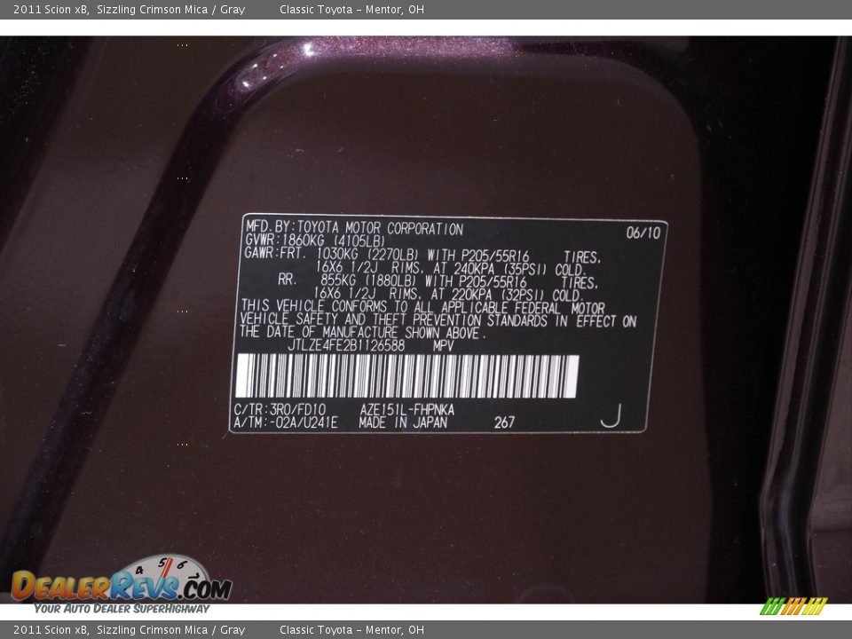 2011 Scion xB Sizzling Crimson Mica / Gray Photo #17