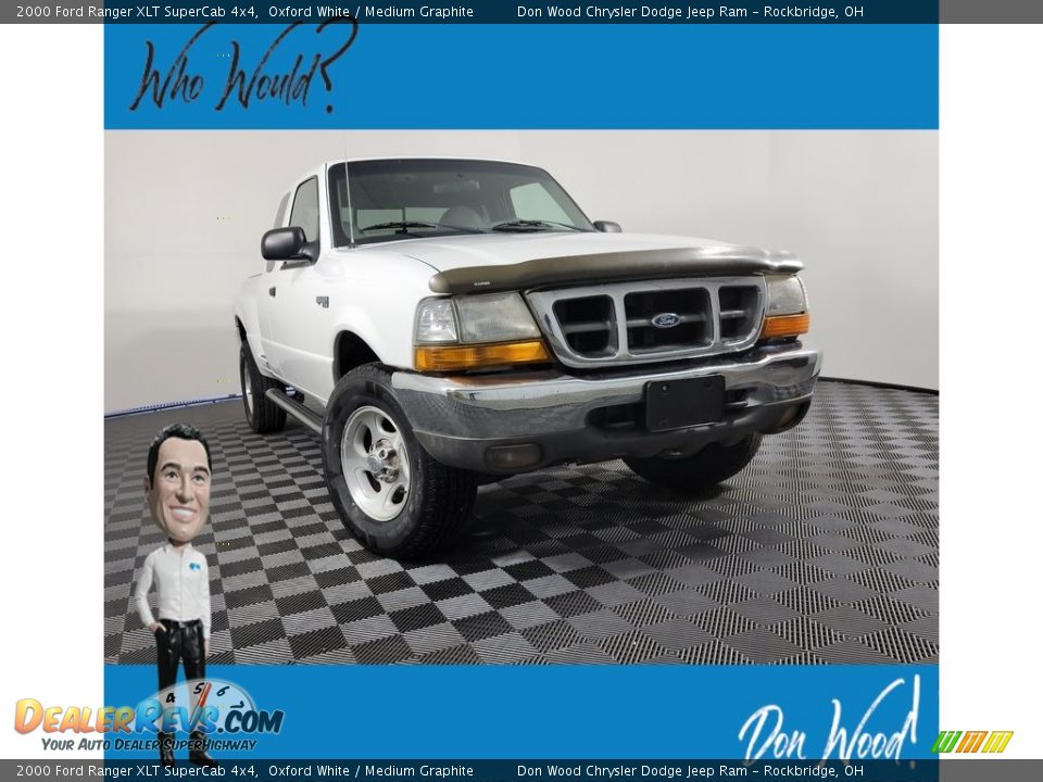 2000 Ford Ranger XLT SuperCab 4x4 Oxford White / Medium Graphite Photo #1