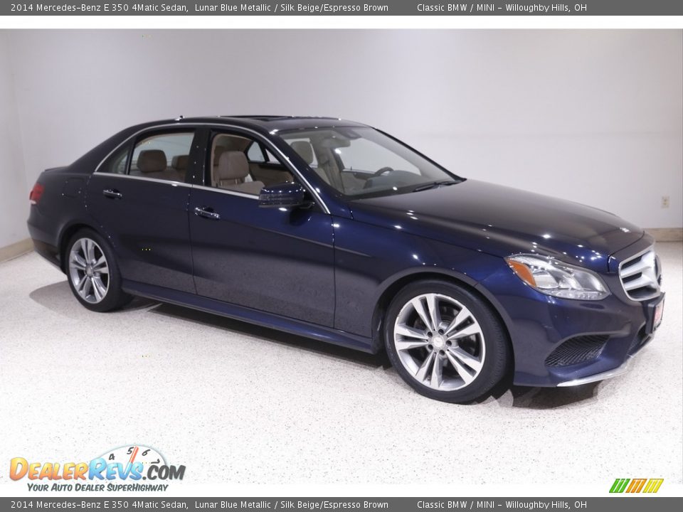 2014 Mercedes-Benz E 350 4Matic Sedan Lunar Blue Metallic / Silk Beige/Espresso Brown Photo #1