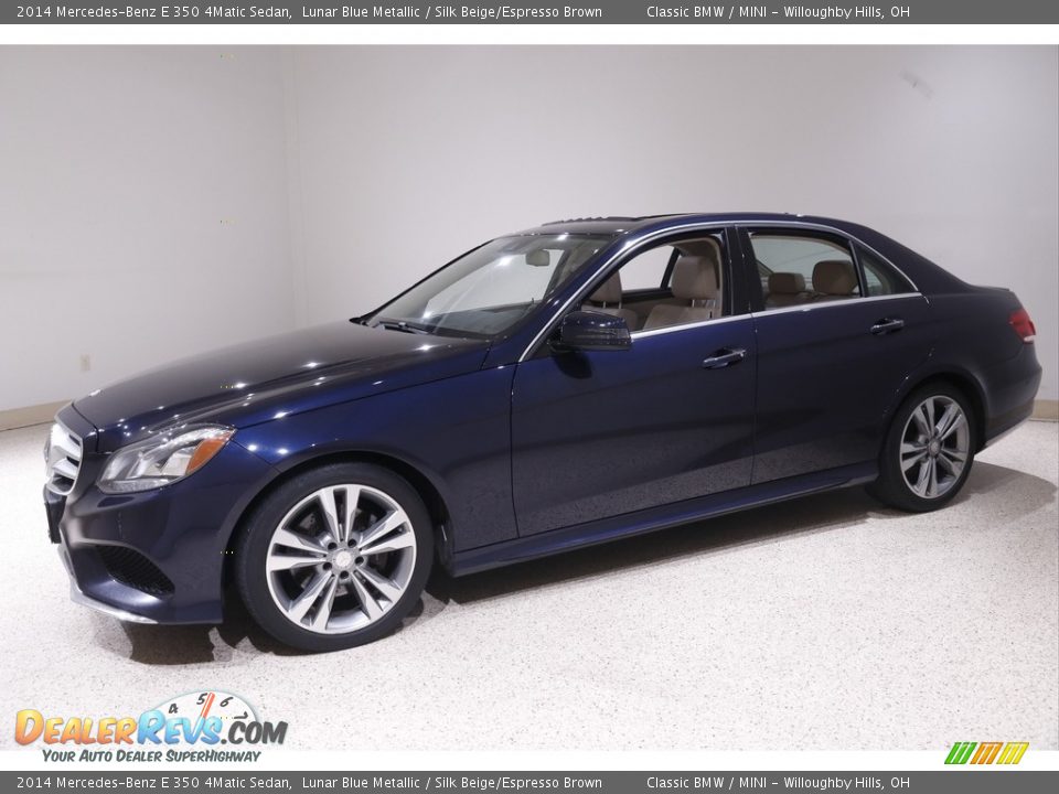 2014 Mercedes-Benz E 350 4Matic Sedan Lunar Blue Metallic / Silk Beige/Espresso Brown Photo #3