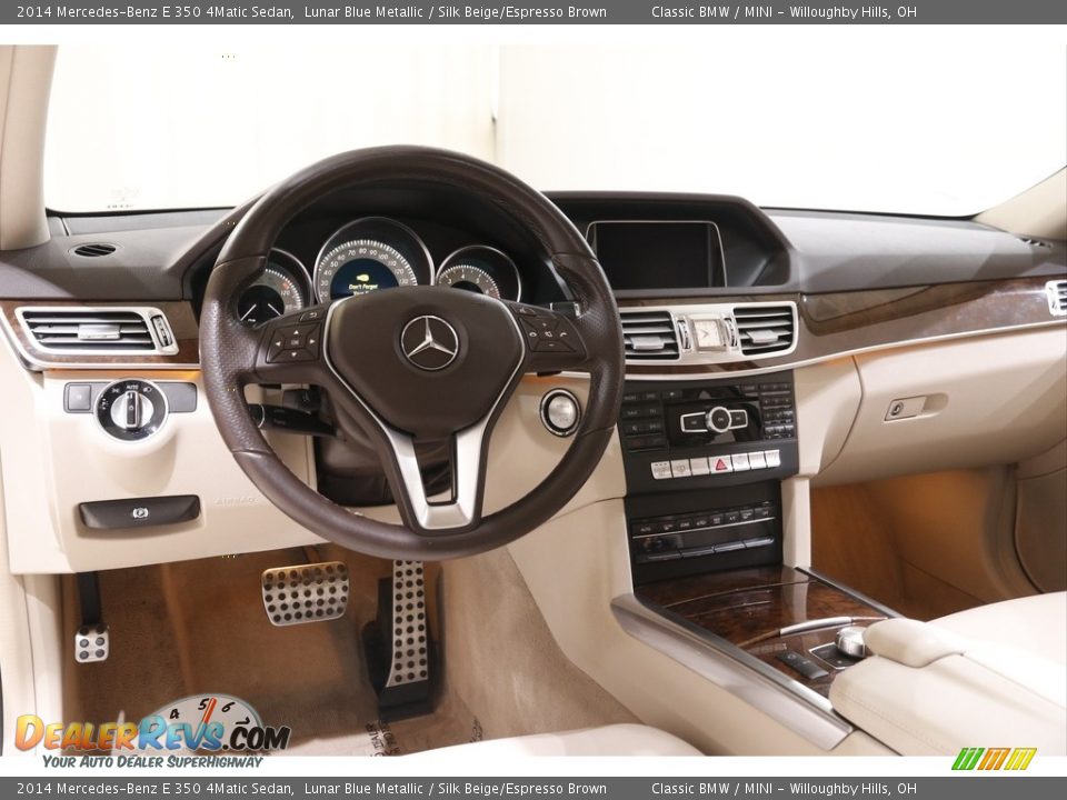 2014 Mercedes-Benz E 350 4Matic Sedan Lunar Blue Metallic / Silk Beige/Espresso Brown Photo #6