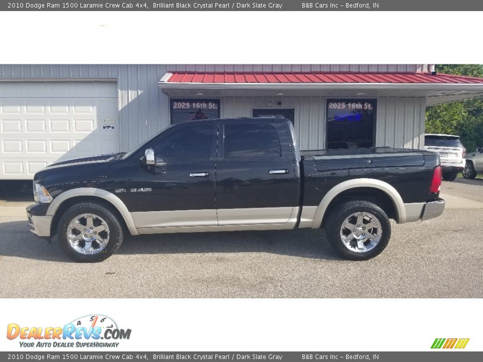 2010 Dodge Ram 1500 Laramie Crew Cab 4x4 Brilliant Black Crystal Pearl / Dark Slate Gray Photo #2