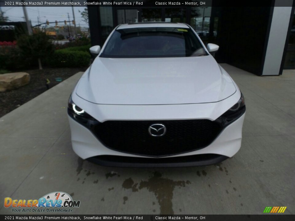 2021 Mazda Mazda3 Premium Hatchback Snowflake White Pearl Mica / Red Photo #2