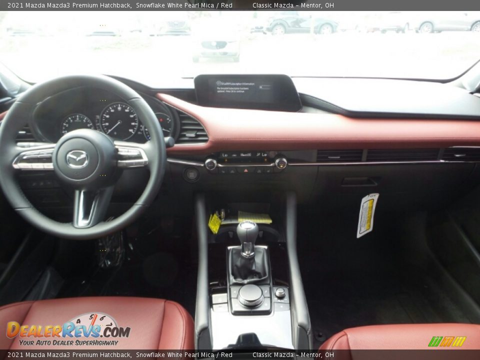 2021 Mazda Mazda3 Premium Hatchback Snowflake White Pearl Mica / Red Photo #3