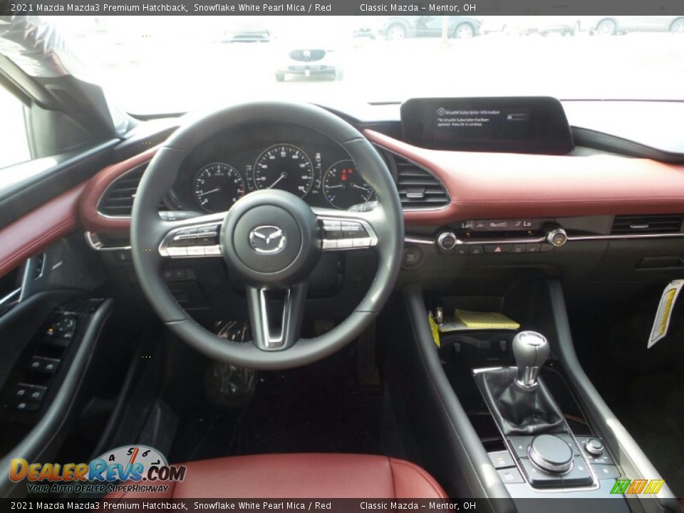 2021 Mazda Mazda3 Premium Hatchback Snowflake White Pearl Mica / Red Photo #4