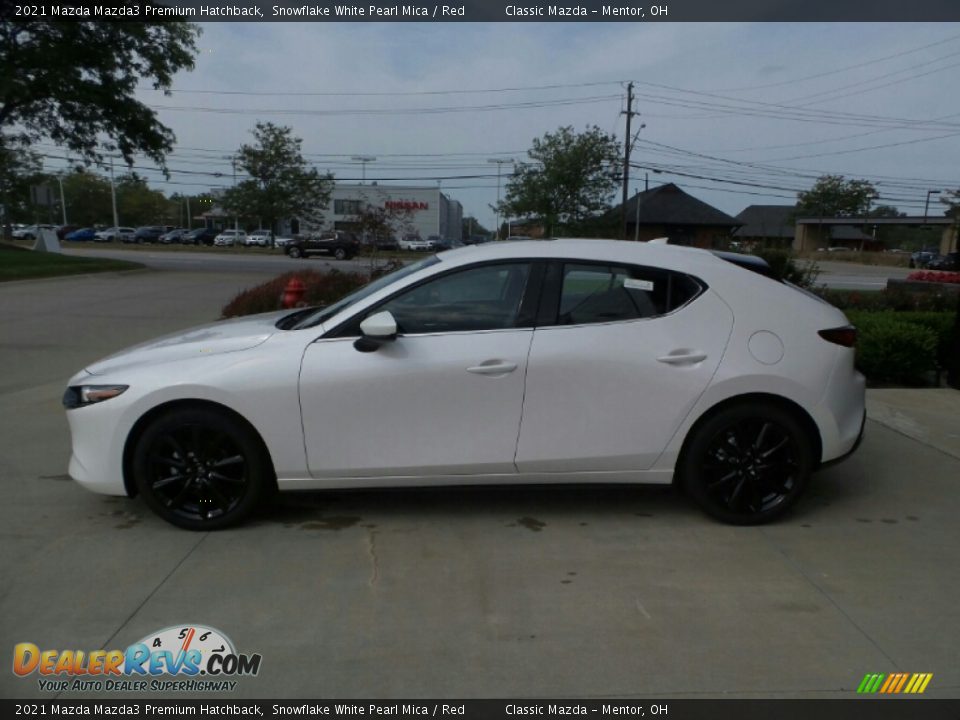 2021 Mazda Mazda3 Premium Hatchback Snowflake White Pearl Mica / Red Photo #6