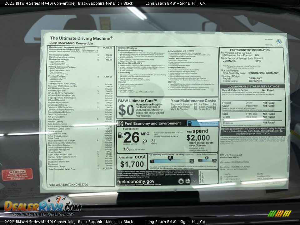 2022 BMW 4 Series M440i Convertible Window Sticker Photo #25