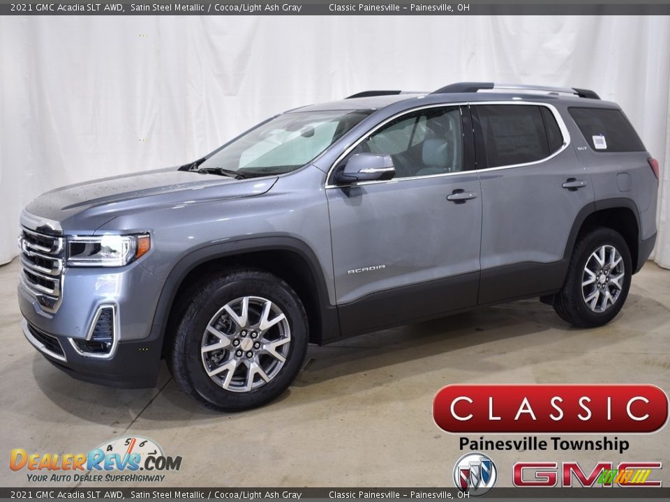 2021 GMC Acadia SLT AWD Satin Steel Metallic / Cocoa/Light Ash Gray Photo #1