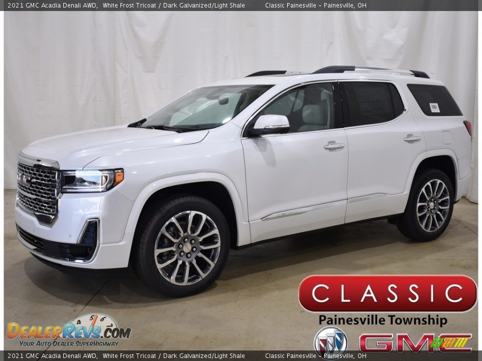 2021 GMC Acadia Denali AWD White Frost Tricoat / Dark Galvanized/Light Shale Photo #1