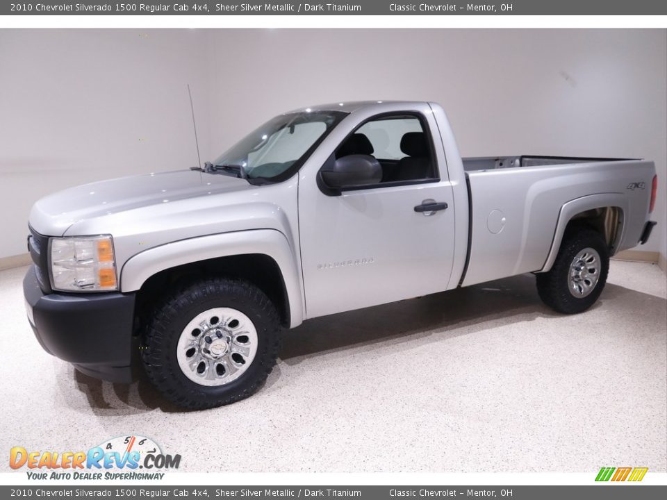 Sheer Silver Metallic 2010 Chevrolet Silverado 1500 Regular Cab 4x4 Photo #3