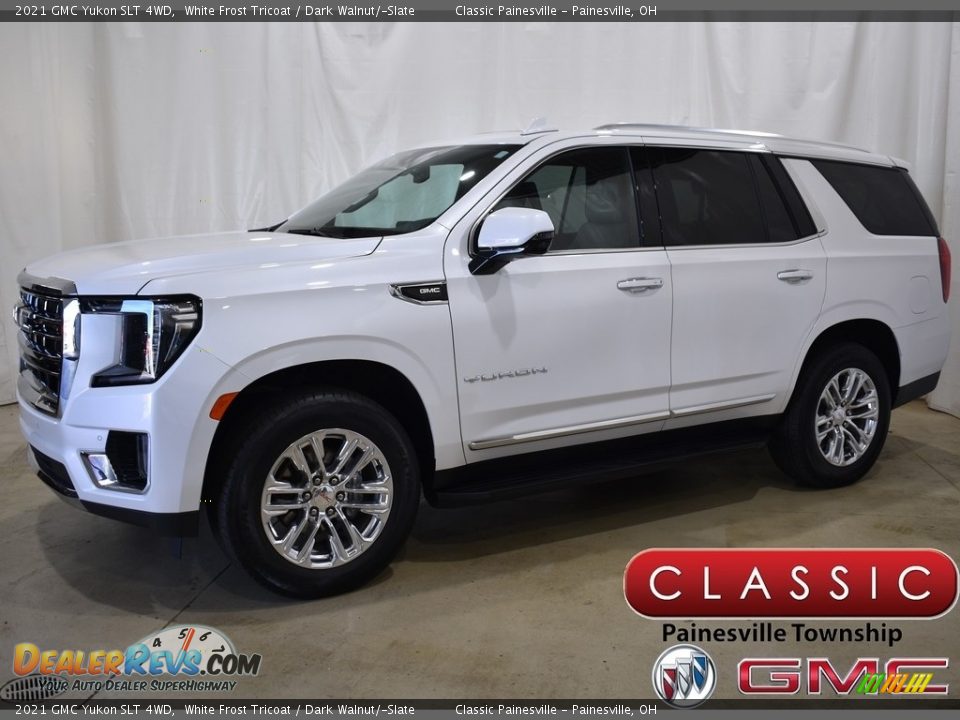 2021 GMC Yukon SLT 4WD White Frost Tricoat / Dark Walnut/­Slate Photo #1