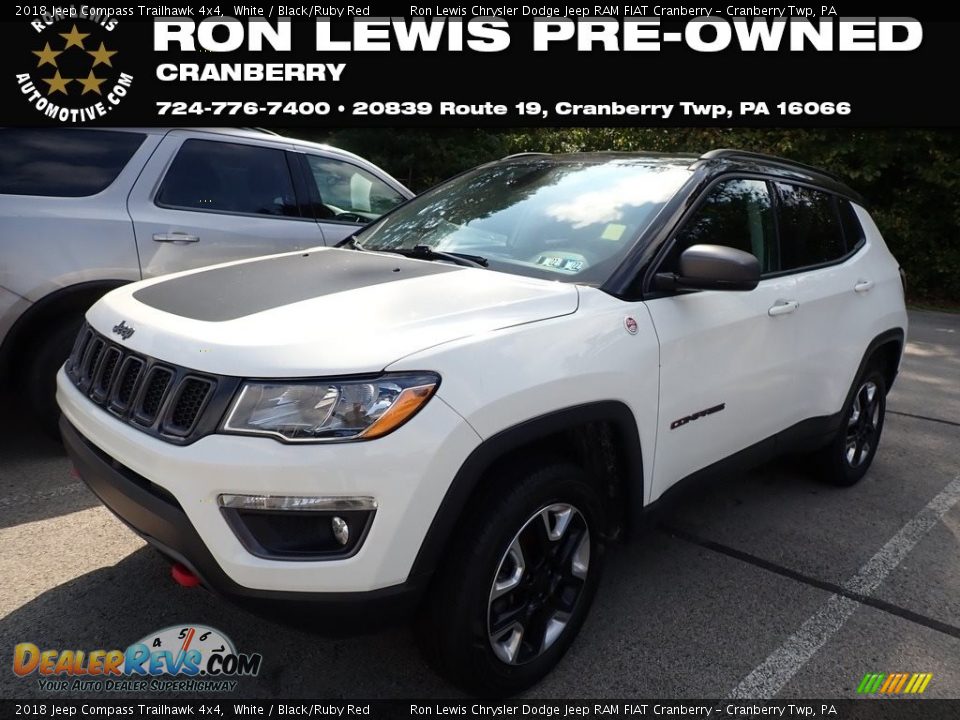 2018 Jeep Compass Trailhawk 4x4 White / Black/Ruby Red Photo #1