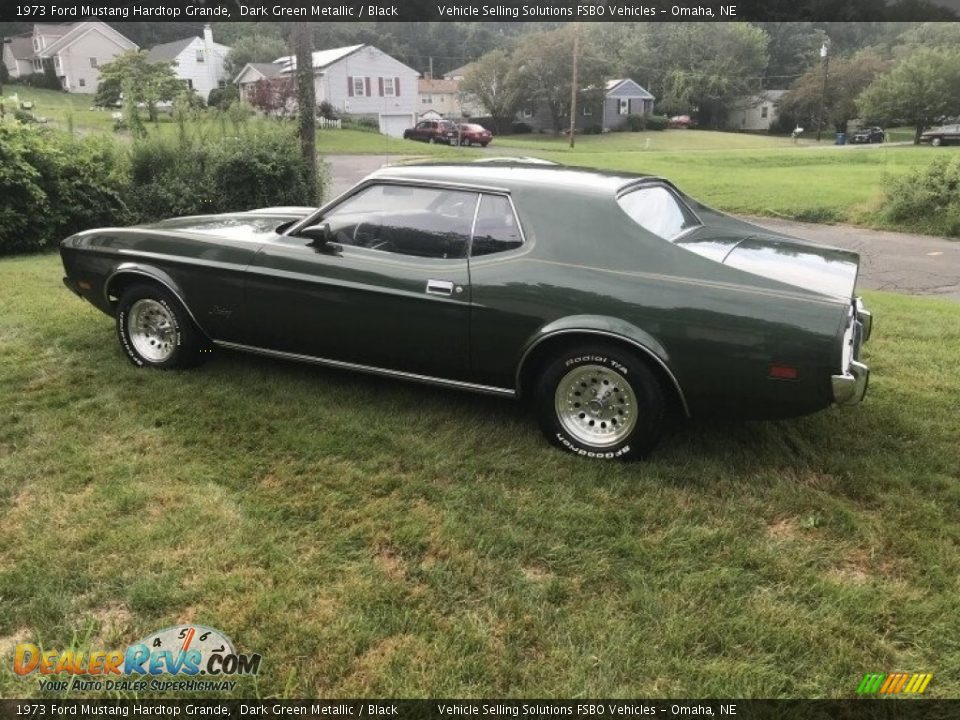 1973 Ford Mustang Hardtop Grande Dark Green Metallic / Black Photo #7