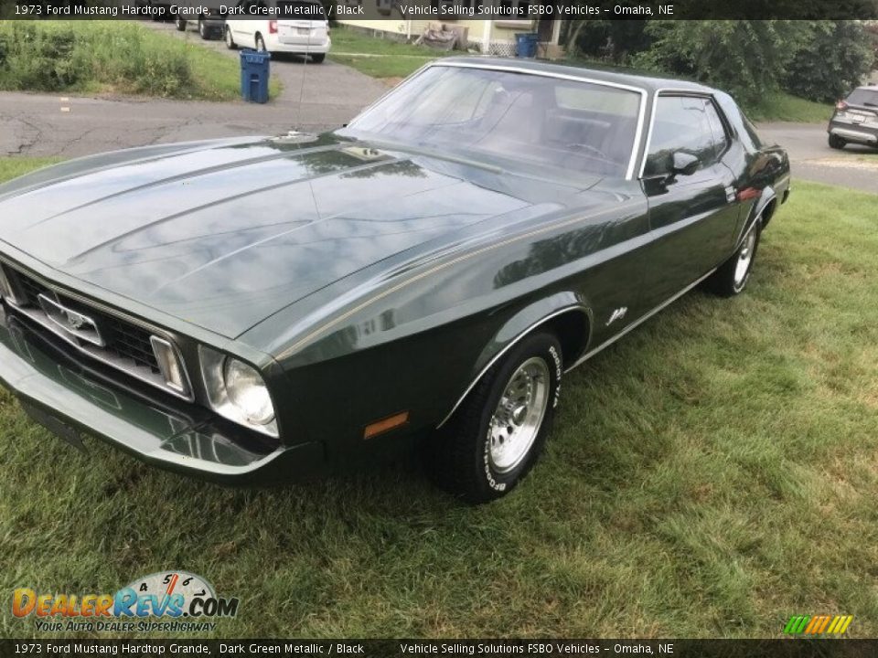 1973 Ford Mustang Hardtop Grande Dark Green Metallic / Black Photo #8