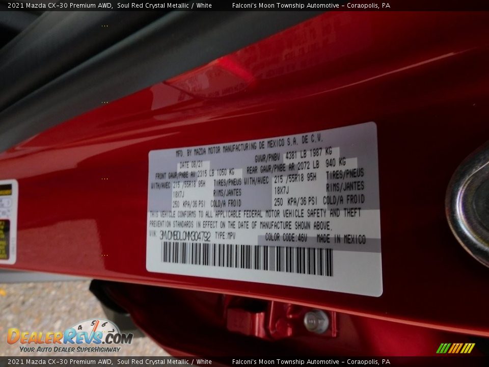 2021 Mazda CX-30 Premium AWD Soul Red Crystal Metallic / White Photo #20