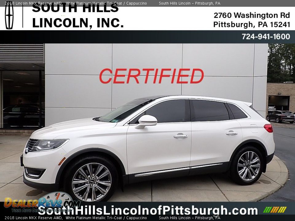 2018 Lincoln MKX Reserve AWD White Platinum Metallic Tri-Coat / Cappuccino Photo #1