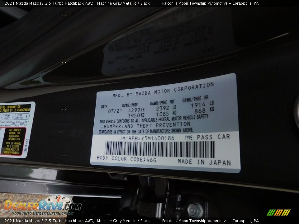 2021 Mazda Mazda3 2.5 Turbo Hatchback AWD Machine Gray Metallic / Black Photo #20