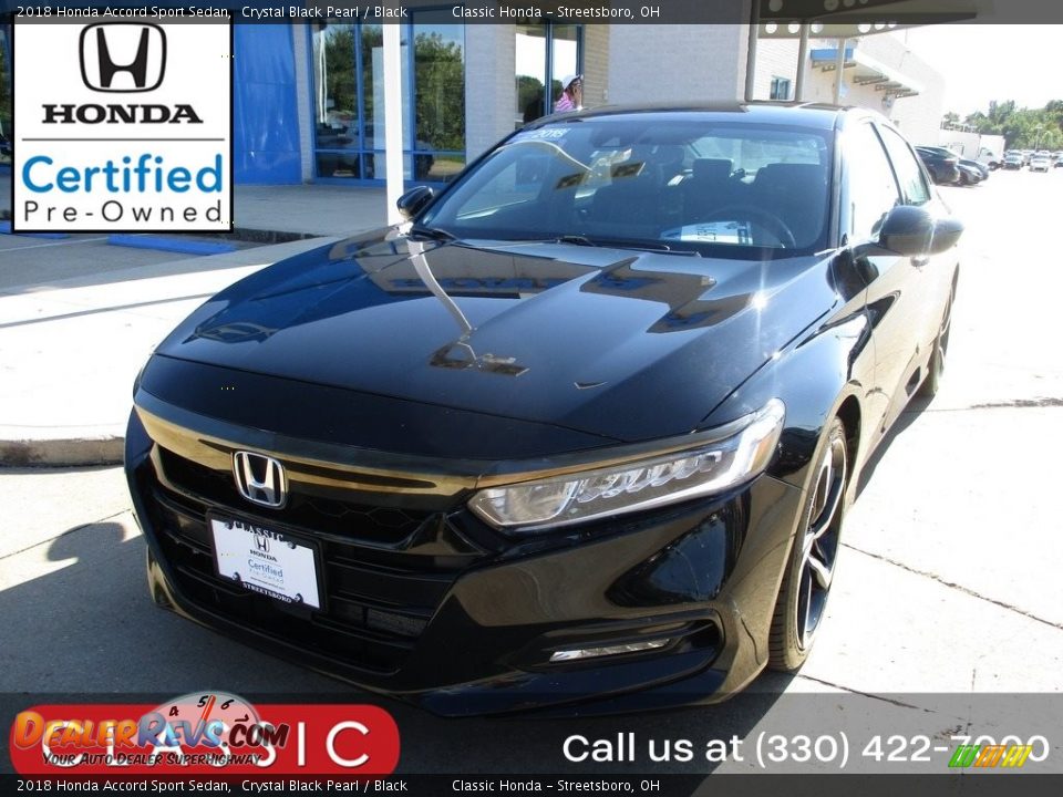 2018 Honda Accord Sport Sedan Crystal Black Pearl / Black Photo #1