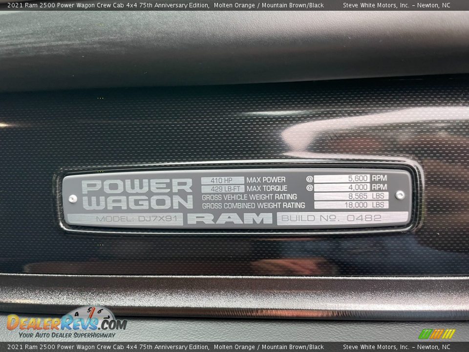 Info Tag of 2021 Ram 2500 Power Wagon Crew Cab 4x4 75th Anniversary Edition Photo #28