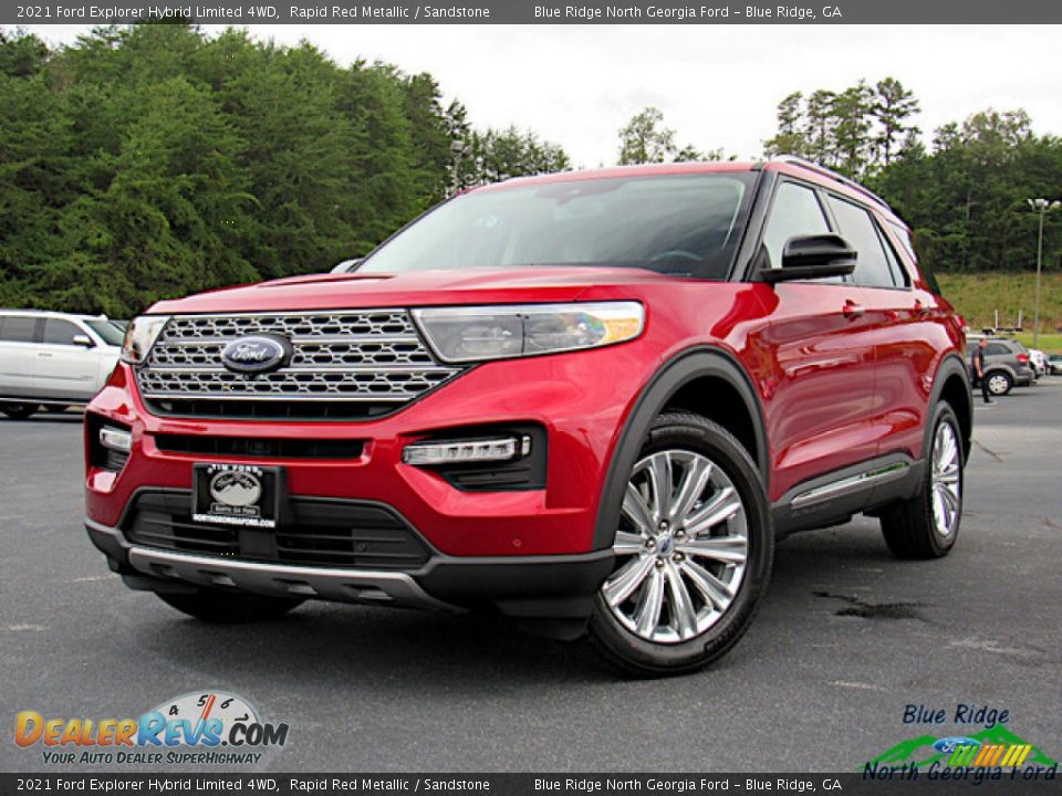 2021 Ford Explorer Hybrid Limited 4WD Rapid Red Metallic / Sandstone Photo #1