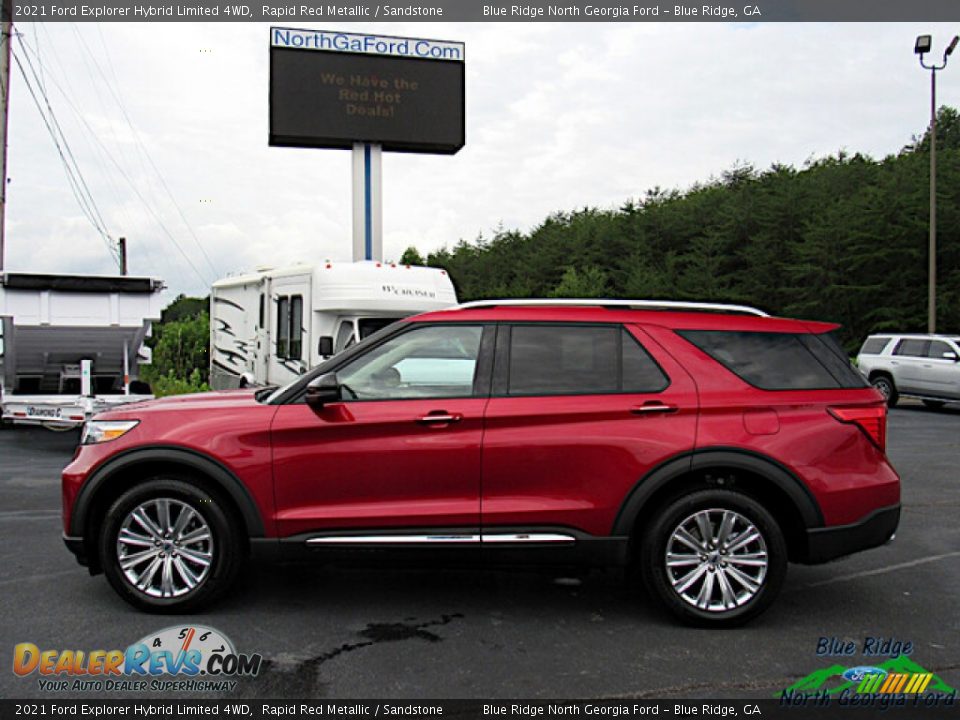 2021 Ford Explorer Hybrid Limited 4WD Rapid Red Metallic / Sandstone Photo #2