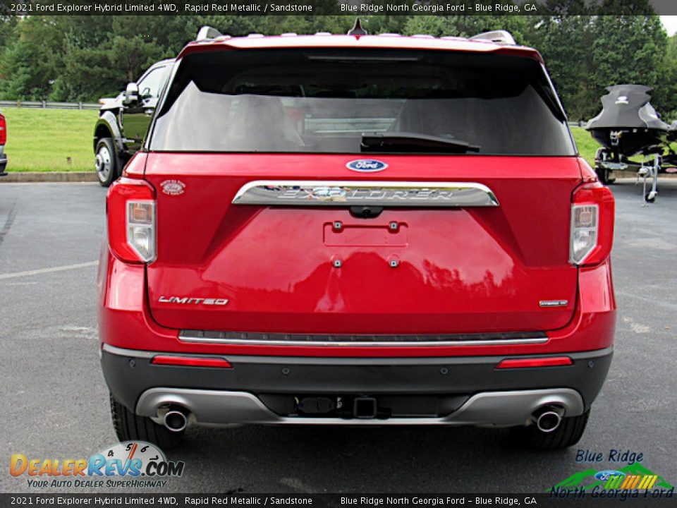 2021 Ford Explorer Hybrid Limited 4WD Rapid Red Metallic / Sandstone Photo #4