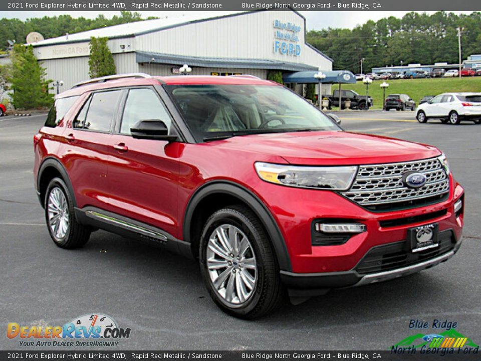 2021 Ford Explorer Hybrid Limited 4WD Rapid Red Metallic / Sandstone Photo #7