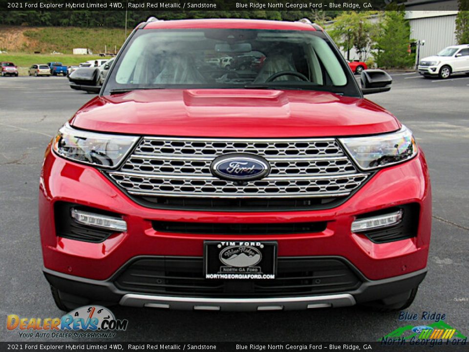 2021 Ford Explorer Hybrid Limited 4WD Rapid Red Metallic / Sandstone Photo #8