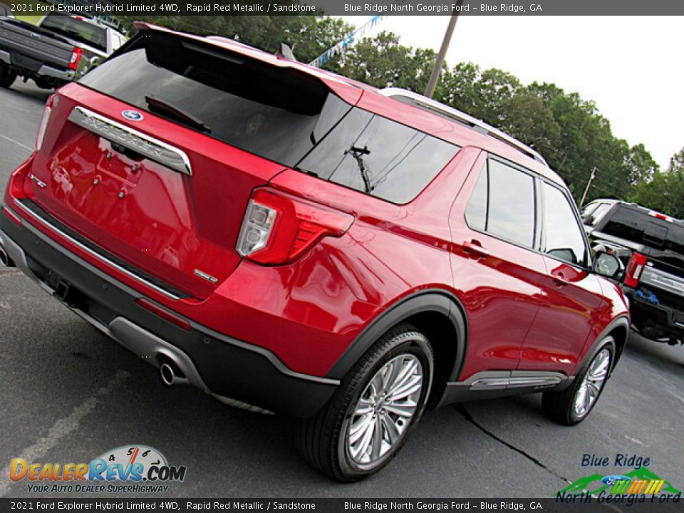 2021 Ford Explorer Hybrid Limited 4WD Rapid Red Metallic / Sandstone Photo #32