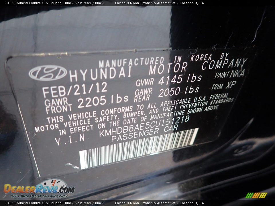 2012 Hyundai Elantra GLS Touring Black Noir Pearl / Black Photo #28