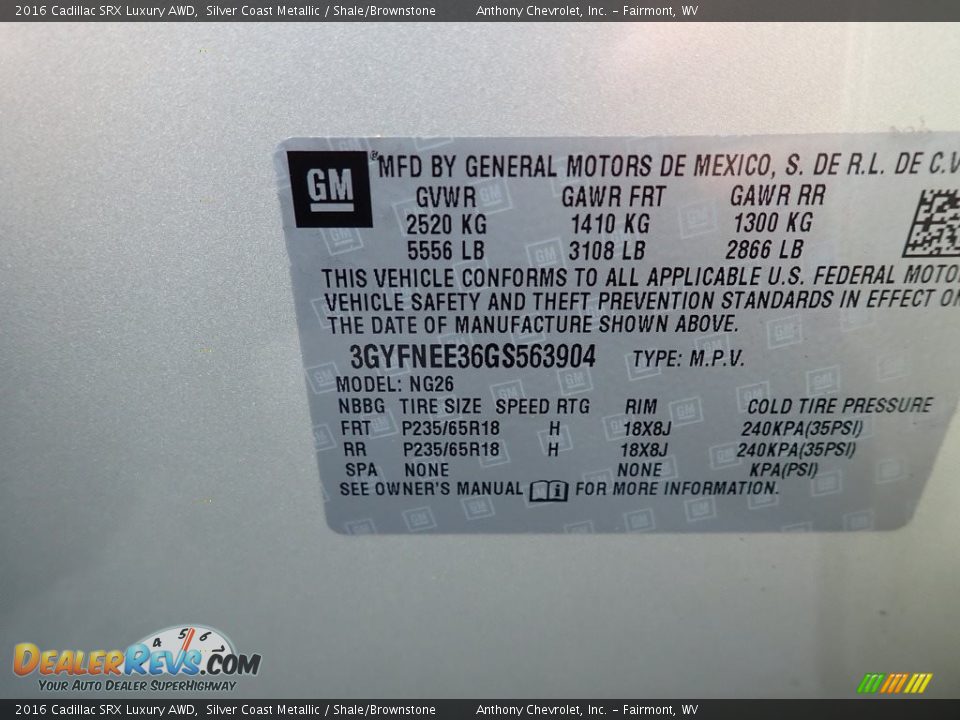 2016 Cadillac SRX Luxury AWD Silver Coast Metallic / Shale/Brownstone Photo #15