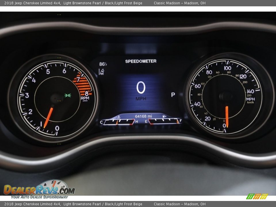 2018 Jeep Cherokee Limited 4x4 Light Brownstone Pearl / Black/Light Frost Beige Photo #8