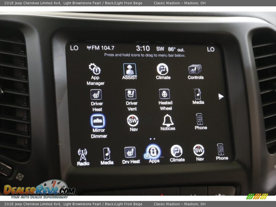 2018 Jeep Cherokee Limited 4x4 Light Brownstone Pearl / Black/Light Frost Beige Photo #10