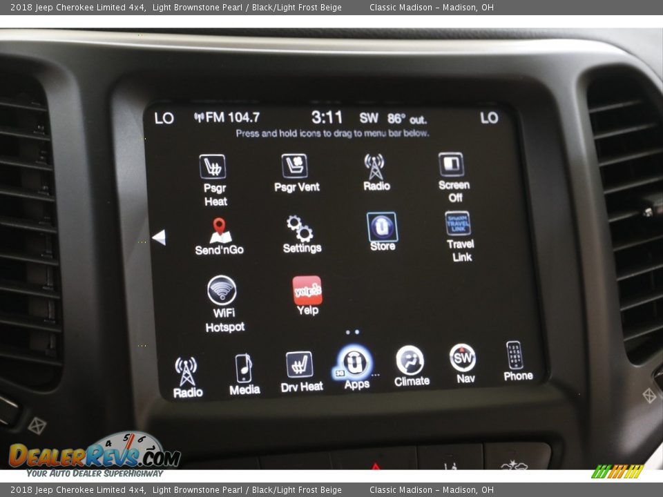 2018 Jeep Cherokee Limited 4x4 Light Brownstone Pearl / Black/Light Frost Beige Photo #11