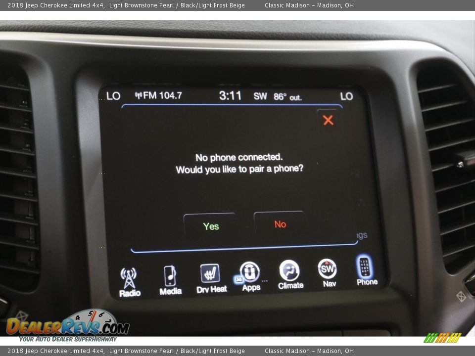 2018 Jeep Cherokee Limited 4x4 Light Brownstone Pearl / Black/Light Frost Beige Photo #14