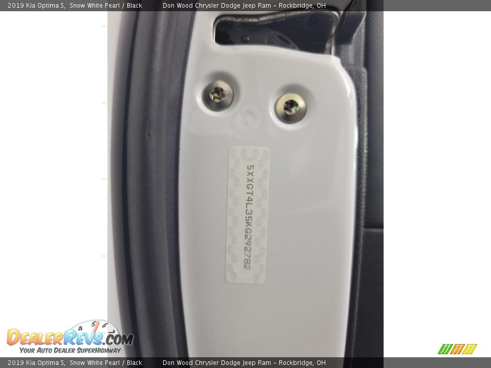 2019 Kia Optima S Snow White Pearl / Black Photo #35