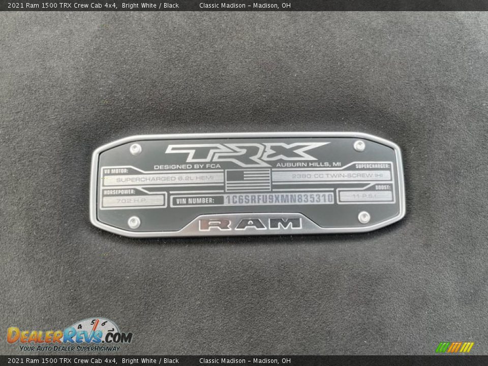 Info Tag of 2021 Ram 1500 TRX Crew Cab 4x4 Photo #8