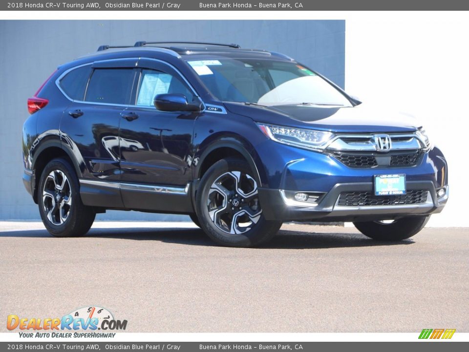 2018 Honda CR-V Touring AWD Obsidian Blue Pearl / Gray Photo #2