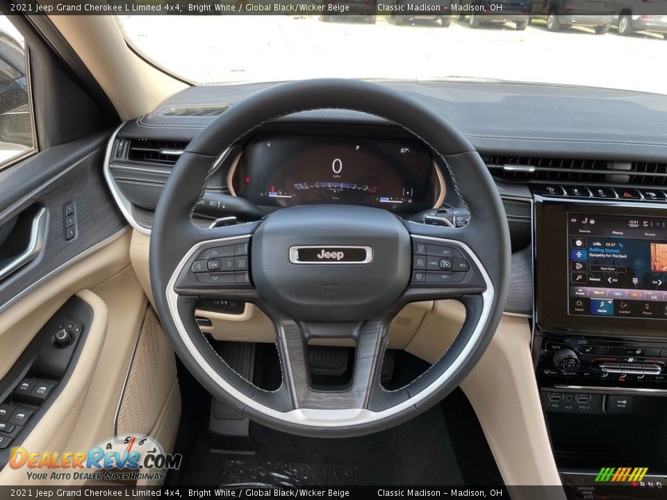 2021 Jeep Grand Cherokee L Limited 4x4 Bright White / Global Black/Wicker Beige Photo #6