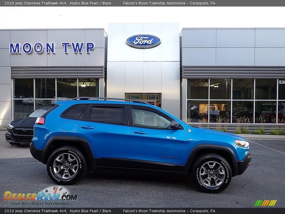 2019 Jeep Cherokee Trailhawk 4x4 Hydro Blue Pearl / Black Photo #1