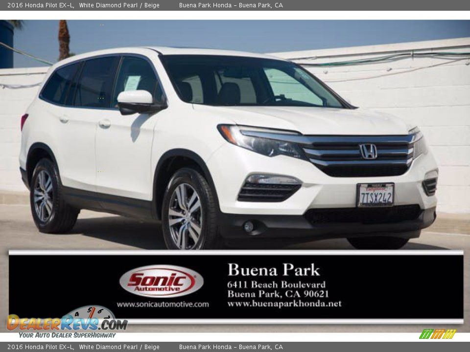 2016 Honda Pilot EX-L White Diamond Pearl / Beige Photo #1