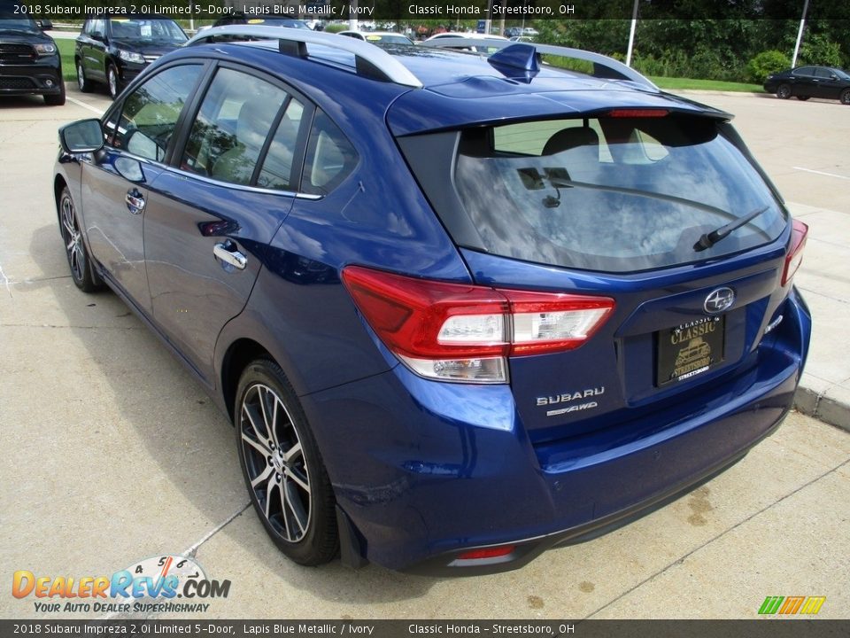 2018 Subaru Impreza 2.0i Limited 5-Door Lapis Blue Metallic / Ivory Photo #9