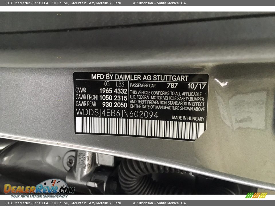 2018 Mercedes-Benz CLA 250 Coupe Mountain Grey Metallic / Black Photo #25