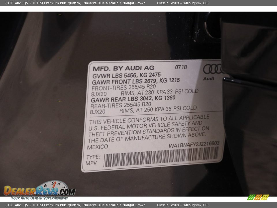 2018 Audi Q5 2.0 TFSI Premium Plus quattro Navarra Blue Metallic / Nougat Brown Photo #22