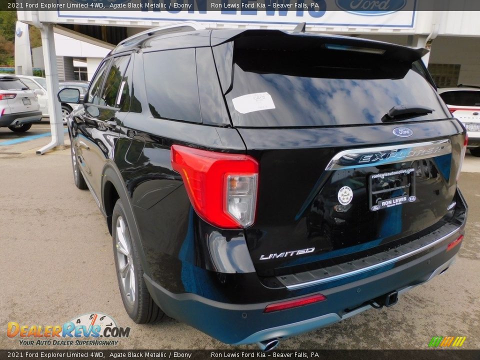 2021 Ford Explorer Limited 4WD Agate Black Metallic / Ebony Photo #5