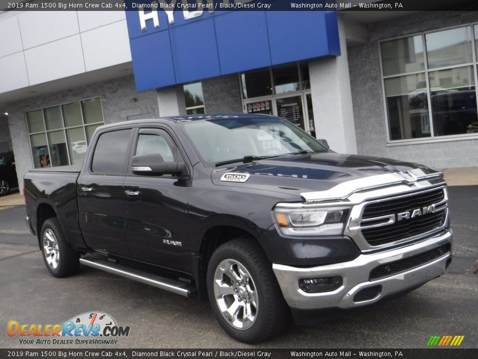 2019 Ram 1500 Big Horn Crew Cab 4x4 Diamond Black Crystal Pearl / Black/Diesel Gray Photo #9