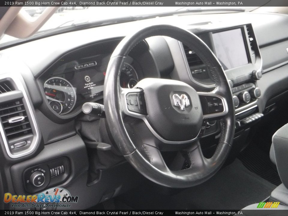 2019 Ram 1500 Big Horn Crew Cab 4x4 Diamond Black Crystal Pearl / Black/Diesel Gray Photo #19